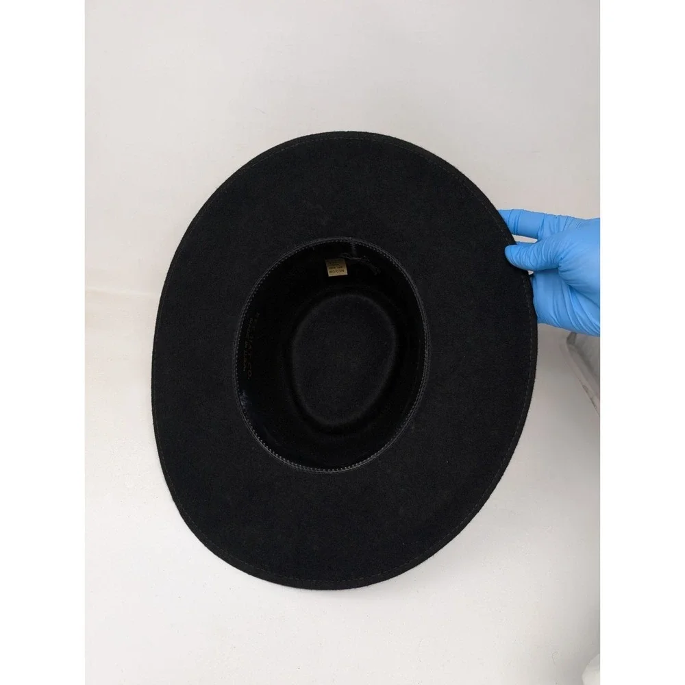 Vintage Black Felt Wool Western Cowboy Sun Hat Festival Boho Men's Medium USA